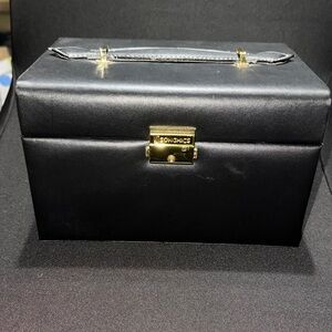 Songmics Black Leather Jewelry Box with Gold Accents